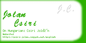 jolan csiri business card